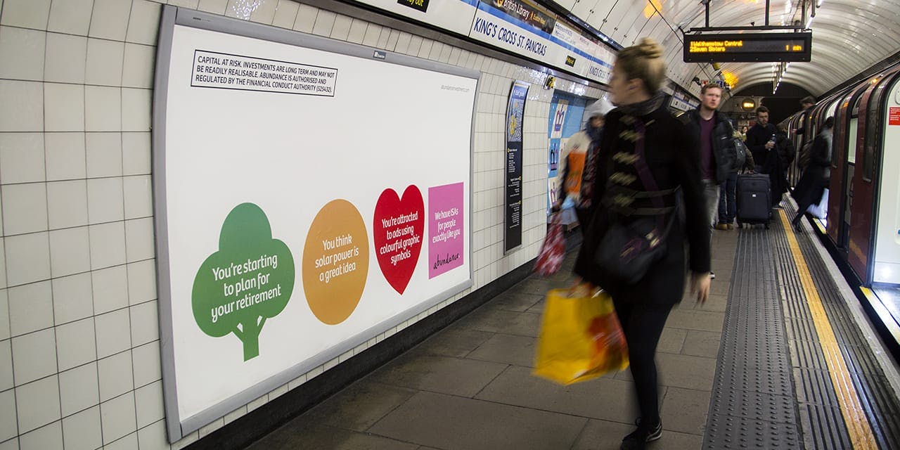 An Abundance advert on the London Underground